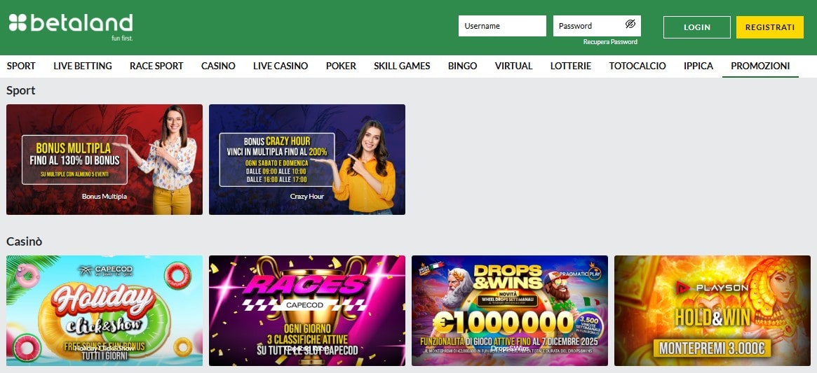 Betaland Scommesse — palinsesto sportivo ADM n. 15238